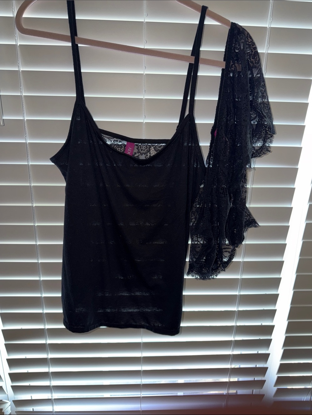 Adore Me Black Lace-Trim Camisole & Lace Wrap